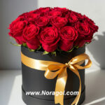 باکس گل رز 20 شاخه قرمز
