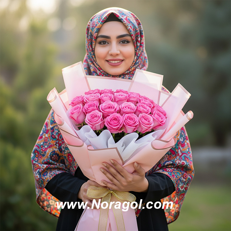 198-1 دسته گل رز صورتی